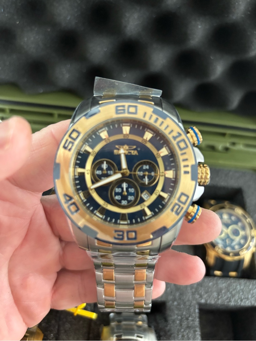 Invicta Men’s Two-Tone Gold & Blue Chronograph Watch